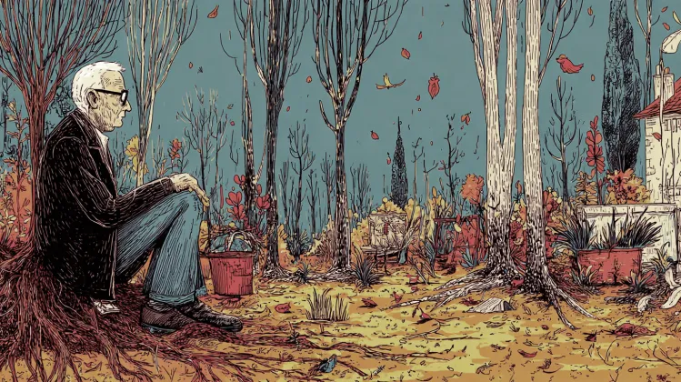 Bir karakterin ormanda yalnızlığı yapay zeka ile tasvir edilmiştir