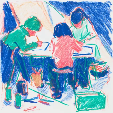 resim çizen çocuklar 