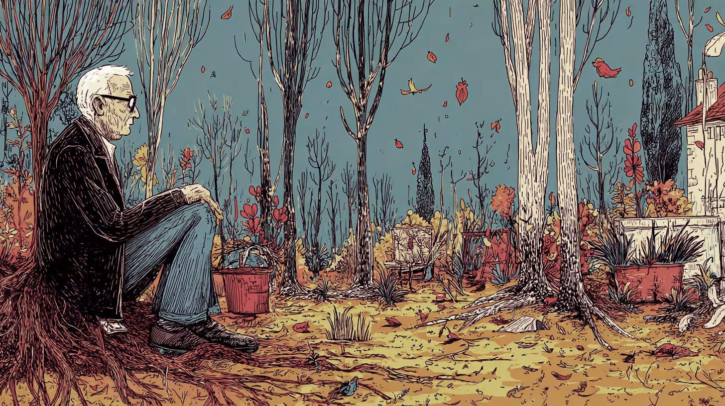 Bir karakterin ormanda yalnızlığı yapay zeka ile tasvir edilmiştir